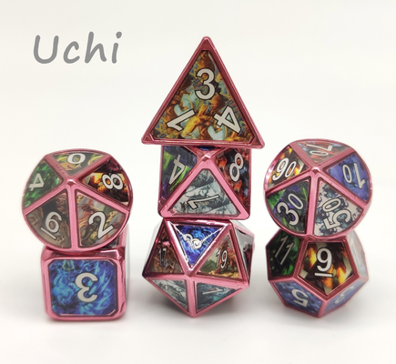 Os dados poliédricos do RPG do metal de 7 partes ajustaram-se antiusura para o jogo Tabletop