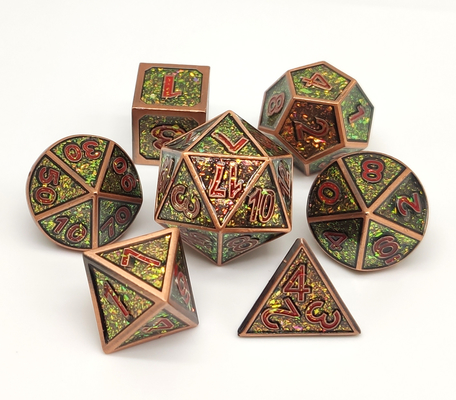Dado do RPG do metal antiusura o mini ajusta o peso leve de superfície chapeado ouro