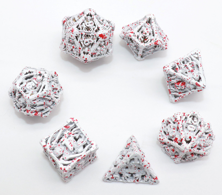 A mão cinzelou as 7 partes branca de Mini Polyhedral Dice DND ajustou-se portátil