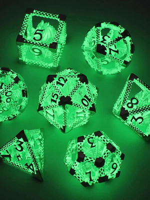Os dados que da luz da noite os 7 PCes luxuosos ajustaram DND feito sob encomenda poliédrico conduziram luminoso