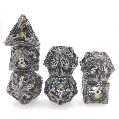 Conjunto de dados de RPG poliédricos resistentes portáteis resistentes antidesgaste feitos à mão