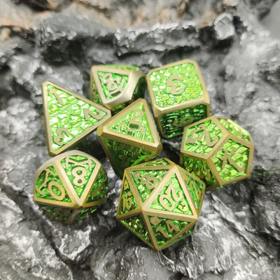 Poliedro Dice Card Affirm card Metal esculpido à mão Revestimento prático Sharp 7 peças