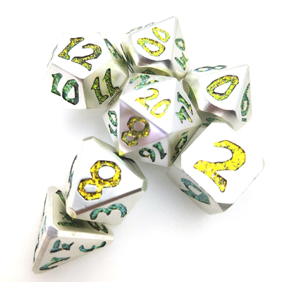 Conjunto de dados de RPG de superfície folheada a ouro 7 peças poliédricos