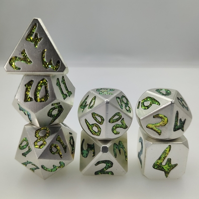 Conjunto de dados de RPG de superfície folheada a ouro 7 peças poliédricos