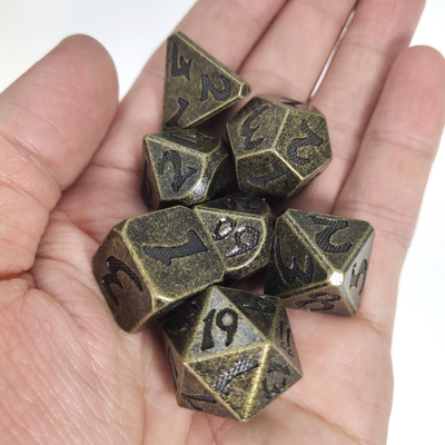 Os mini dados do RPG dos dados DND do RPG ajustaram bens para Dungeon e dragões Aurichalceous poliédrico