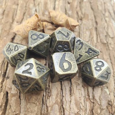 Os mini dados do RPG dos dados DND do RPG ajustaram bens para Dungeon e dragões Aurichalceous poliédrico