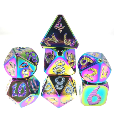 Dados de RPG DND Neat Sharp Process Die Casting Polyhedron Mini Dice Set Dazzling Color para jogo de rpg