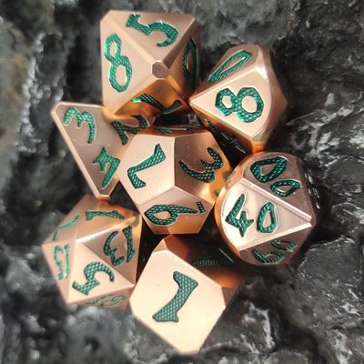 Claro - os dados poliédricos dos dragões de cobre verdes de Mini Black For Dungeons And do material ajustaram afiado de pouco peso afiado