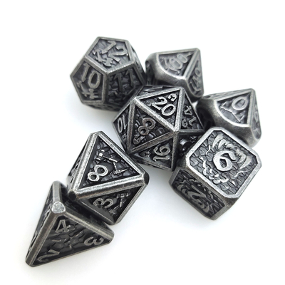 Dados de RPG de metal resistente antidesgaste Cuprum Conjunto de dados poliédricos preto e branco