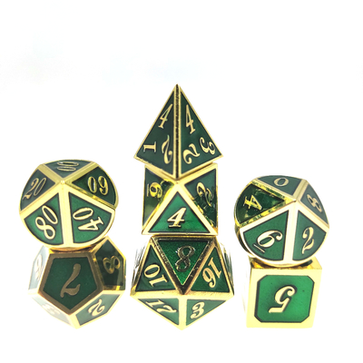 Conjunto de dados de RPG GST portátil resistente mini leve para coleção poliédrico verde dourado