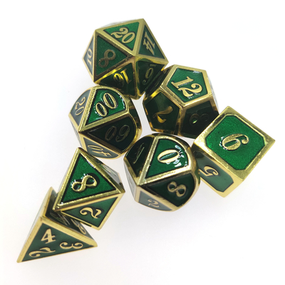 Conjunto de dados de RPG GST portátil resistente mini leve para coleção poliédrico verde dourado