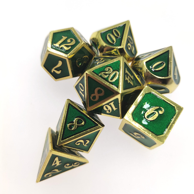 Conjunto de dados de RPG GST portátil resistente mini leve para coleção poliédrico verde dourado