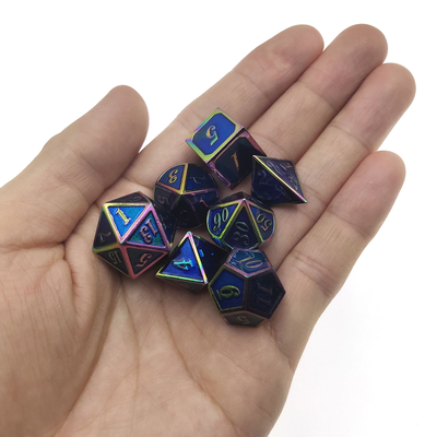 Conjunto de dados de poliedro personalizado multifuncional feito à mão em metal não tóxico polido