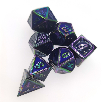 Conjunto de dados de poliedro personalizado multifuncional feito à mão em metal não tóxico polido