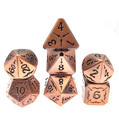 O RPG do metal corta desgaste ajustado - o metal durável resistente do preto do ouro corta poliédrico