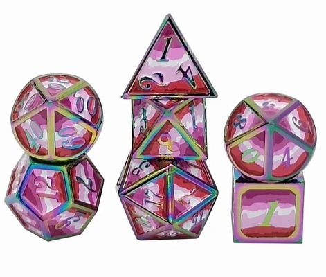 16mm RPG Liso Metal Dice Custom DND Logo Rainbow Game Set