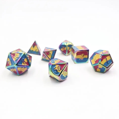 16mm RPG Liso Metal Dice Custom DND Logo Rainbow Game Set