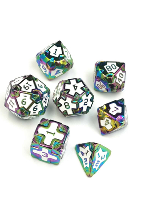 Barroco 7 peças poliédrico jogo de dados conjunto de metal afiado para RPG