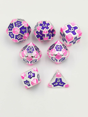Barroco 7 peças poliédrico jogo de dados conjunto de metal afiado para RPG