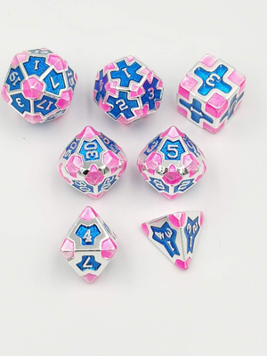 Barroco 7 peças poliédrico jogo de dados conjunto de metal afiado para RPG