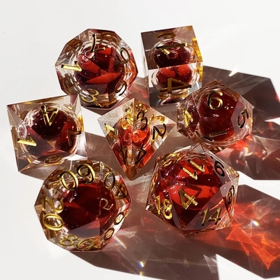 Jogo de RPG Blood Dice Set Red Liquid Core Dice Resin Dragon And Dungeon