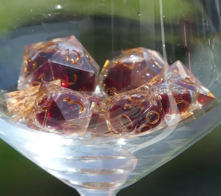 Jogo de RPG Blood Dice Set Red Liquid Core Dice Resin Dragon And Dungeon