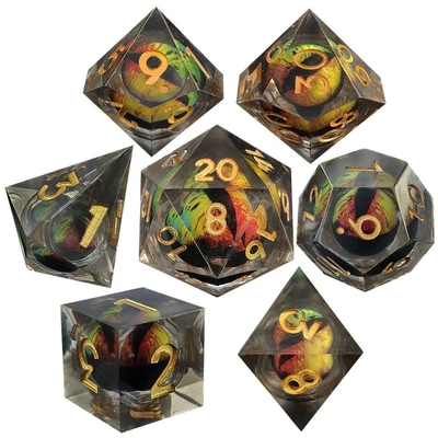 Resina feita à mão Quicksand Ball Dice Polished Set Of 7 Role Playing Acessórios Large Board