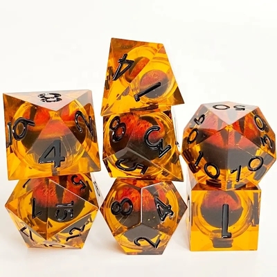 Resina feita à mão Quicksand Ball Dice Polished Set Of 7 Role Playing Acessórios Large Board