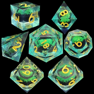 Resina feita à mão Quicksand Ball Dice Polished Set Of 7 Role Playing Acessórios Large Board