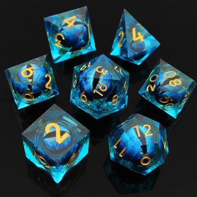 Resina feita à mão Quicksand Ball Dice Polished Set Of 7 Role Playing Acessórios Large Board