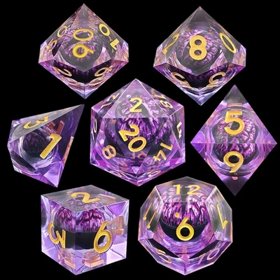 Resina feita à mão Quicksand Ball Dice Polished Set Of 7 Role Playing Acessórios Large Board