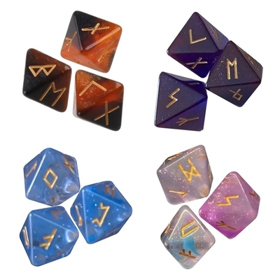 D8 Runas Viking dados poliédricos de labradorita Futhark / Divinação dados para olhar para o cristal