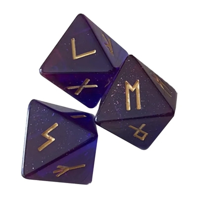 D8 Runas Viking dados poliédricos de labradorita Futhark / Divinação dados para olhar para o cristal