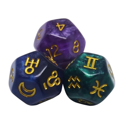 3pcs/ Set Resina dados poliédricos multicolor 16mm Fate Sign Constellação número