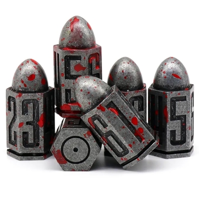 D6 Bullet Metal Dice Set 6 Pcs 6 Lados Para Dnd Dungeons Rpg Warhammer Shadowrun Dice