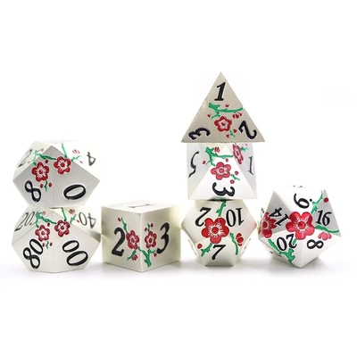 Ligação de zinco Poligonal Prun Blossom Metal Dice Suite Dragão e masmorra DND