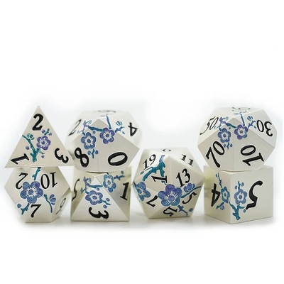 Ligação de zinco Poligonal Prun Blossom Metal Dice Suite Dragão e masmorra DND