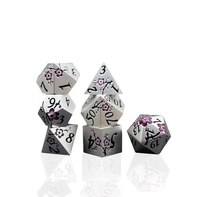 Ligação de zinco Poligonal Prun Blossom Metal Dice Suite Dragão e masmorra DND