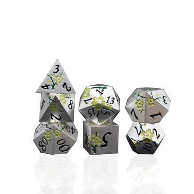 Ligação de zinco Poligonal Prun Blossom Metal Dice Suite Dragão e masmorra DND