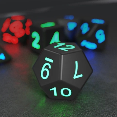 Tabuleiro DND Dado poliédrico Jogo para adultos Truque de magia Pixéis Elétricos Dado LED Brilhante