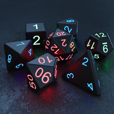 Tabuleiro DND Dado poliédrico Jogo para adultos Truque de magia Pixéis Elétricos Dado LED Brilhante