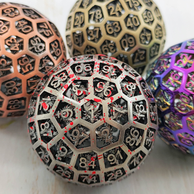 Hollow 100 Metal Dice Coc Correndo Grupo Jogo de Tabuleiro Dnd Gigante Grande