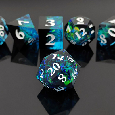 Conjunto de dados DND RPG personalizado de duas cores D6 D20 7 Conjunto de poliedros de molde