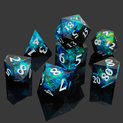 Conjunto de dados DND RPG personalizado de duas cores D6 D20 7 Conjunto de poliedros de molde