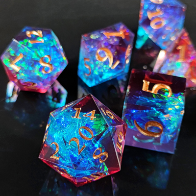 Multi Color Custom Resin Dice DND#RPG Vermelho E Azul Textura lisa