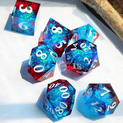 Multi Color Custom Resin Dice DND#RPG Vermelho E Azul Textura lisa