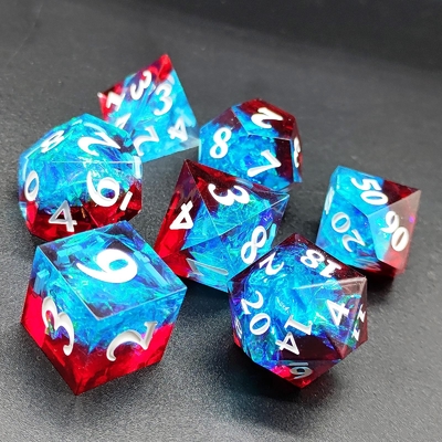 Multi Color Custom Resin Dice DND#RPG Vermelho E Azul Textura lisa