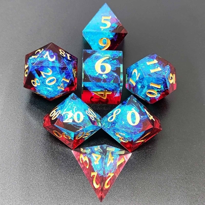 Multi Color Custom Resin Dice DND#RPG Vermelho E Azul Textura lisa
