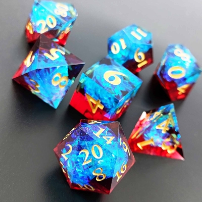 Multi Color Custom Resin Dice DND#RPG Vermelho E Azul Textura lisa