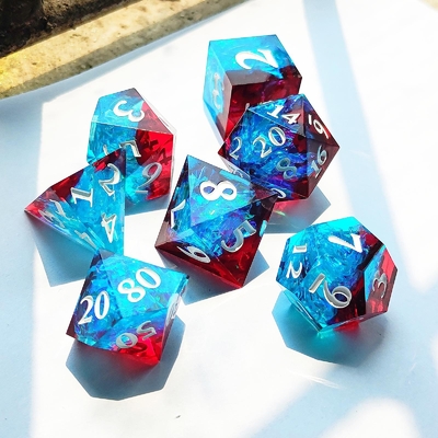Multi Color Custom Resin Dice DND#RPG Vermelho E Azul Textura lisa